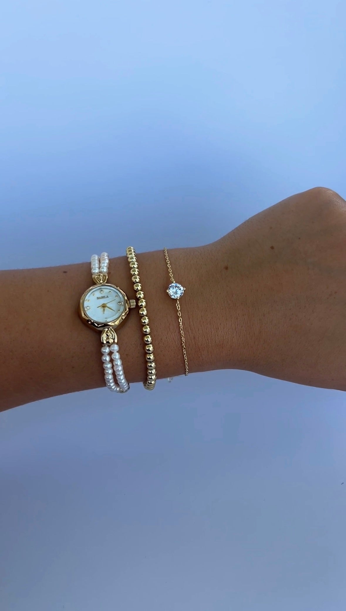 Gold old money Pearl Watch vintage inspired