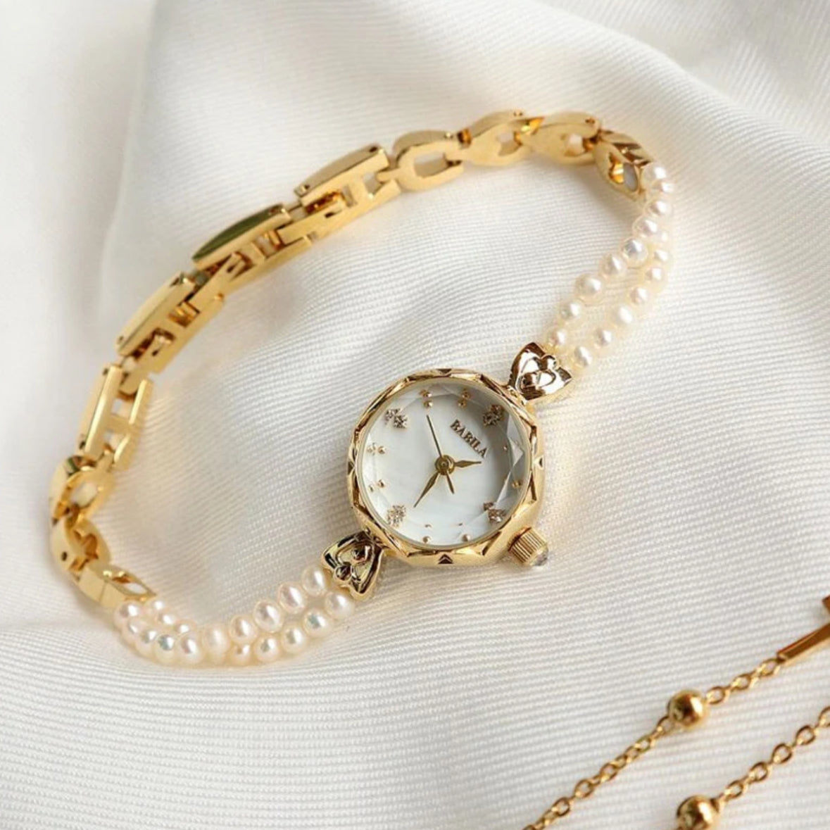 Gold old money Pearl Watch vintage inspired