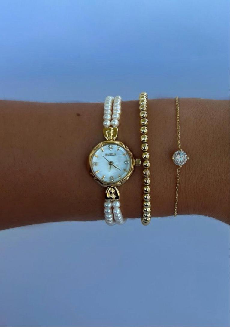 Gold old money Pearl Watch vintage inspired