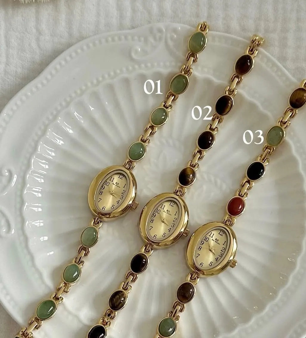 Vintage dainty gold gemstone Watch
