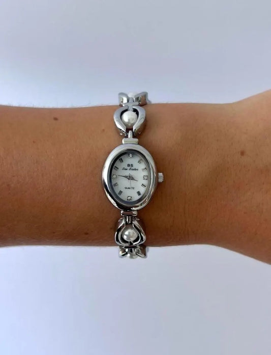 Vintage silver pearl watch