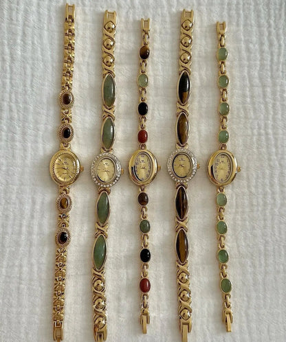 Vintage dainty gold gemstone Watch