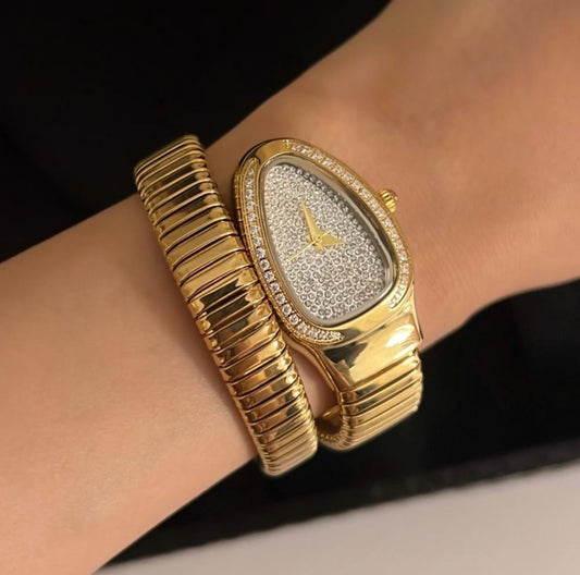 Gold Luxury snake diamond women watch