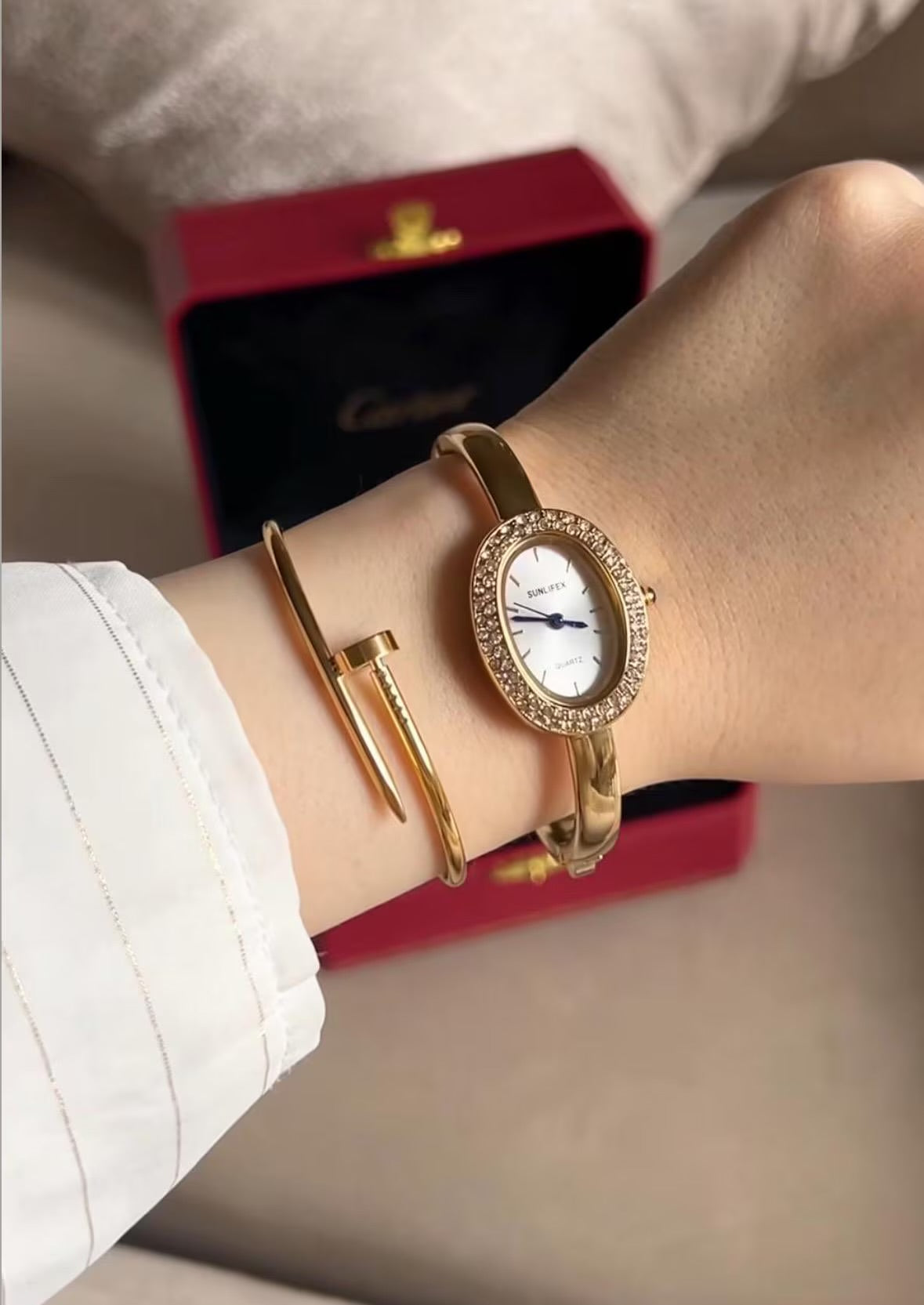 Gold and silver bangle watch | Vintage inspired