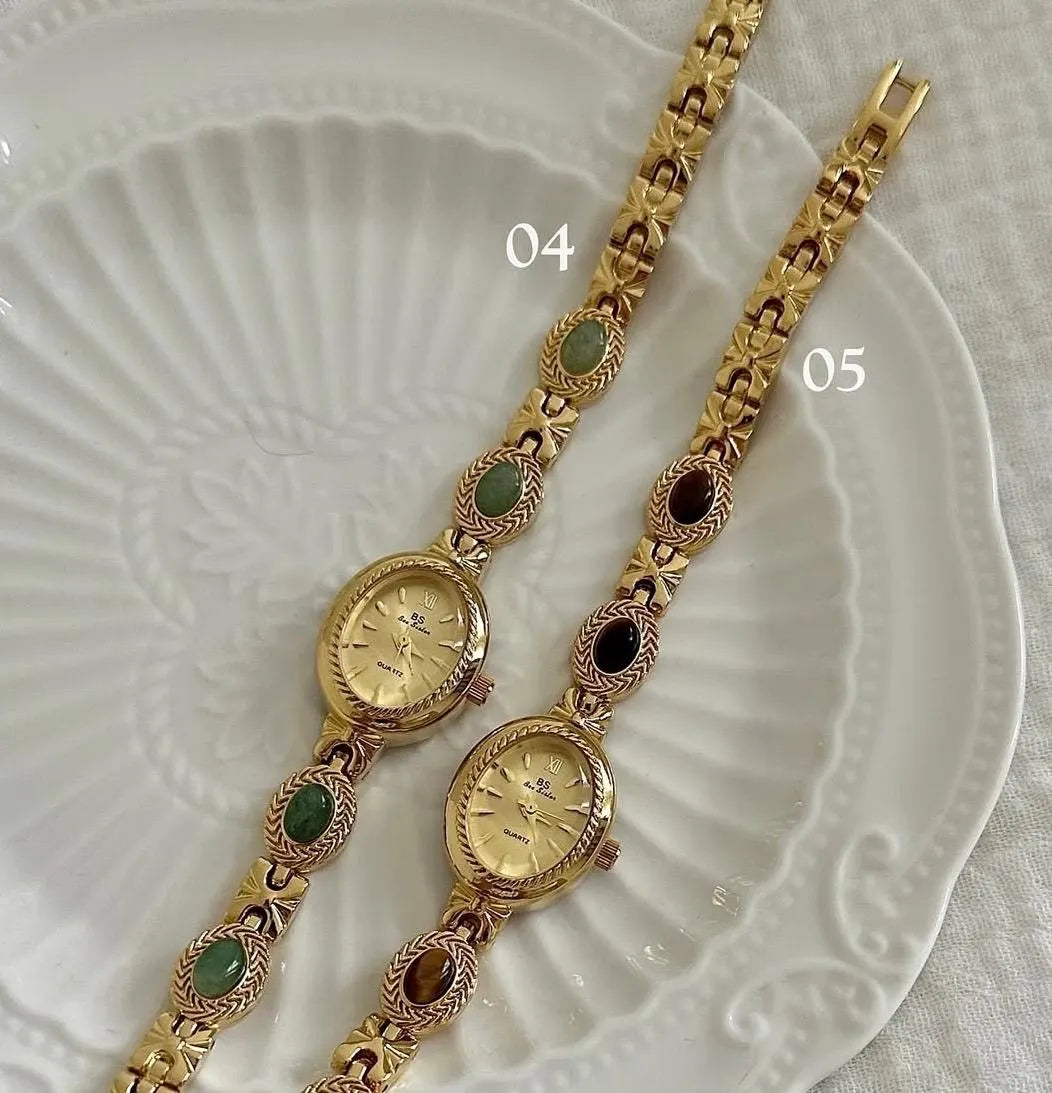 Vintage dainty gold gemstone Watch
