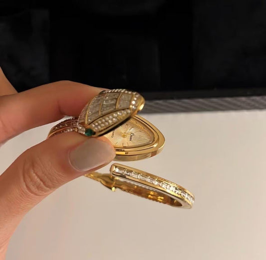 Luxury snake gold and silver watch