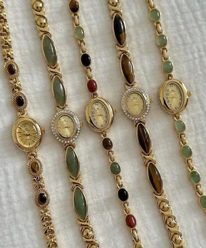 Vintage dainty gold gemstone Watch