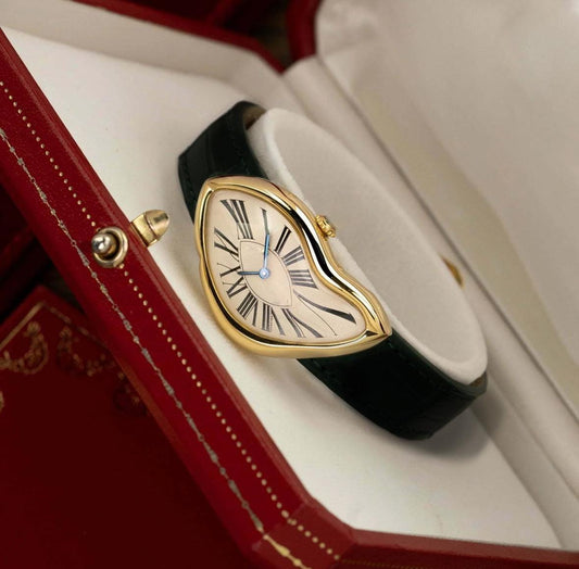 Luxury vintage inspired leather gold watch, Melting watch Unisex